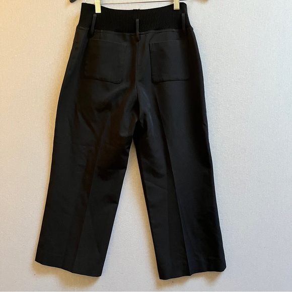 M Siamo Solid Black Ribbed Knit Waist Straight Leg Trouser Pants Sz 6 - Picture 3 of 11